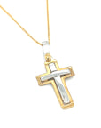 18ct Yellow and White Gold Cross Pendant
