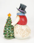 Snowman With Vintage Light-Up Tree Figurine