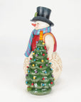 Snowman With Vintage Light-Up Tree Figurine