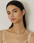 Gold Sparkling Bezel Cubic Zirconia Station Necklace