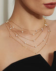 Gold Bezel Cubic Zirconia Station Necklace