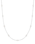 Silver Shell Pearl Station Chain Necklace