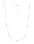 Silver Bezel Cubic Zirconia Station Necklace
