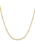 Gold Multi Station Round Stone Chain Necklace