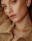 Gold Multi Station Round Stone Chain Necklace