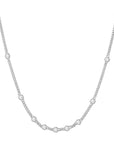 Silver Multi Station Round Stone Chain Necklace