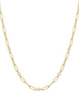 Gold Bezel Station Paper Clip Chain Necklace