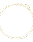 Gold Double Chain Bead Station Necklace