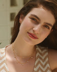 Gold Molten Bezel-Set Droplet Station Necklace