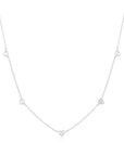 Silver Pavé Puffed Heart Station Necklace