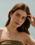 Gold Asymmetric Shell Pearl Station Necklace