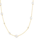 Gold Asymmetric Shell Pearl Station Necklace