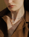 Silver Bezel Organic Pebble Necklace