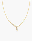 Gold Half-Bezel Angled & Dangle Teardrop Necklace