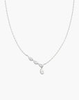 Silver Half-Bezel Angled & Dangle Teardrop Necklace