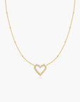 Gold Bezel-Set Round Open Heart Necklace