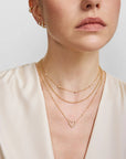 Gold Bezel-Set Round Open Heart Necklace