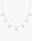 Silver Graduated Bezel Round Drop Station Necklace