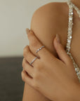 Silver Bezel Cubic Zirconia Zig-Zag Ring