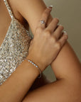 Silver Pavé Multi Beaded Chain Bracelet