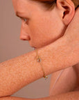 9ct Gold Bicolor Forzatina Chain Bracelet with Double Intertwined Rings