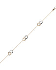9ct Gold Bicolor Forzatina Chain Bracelet with Double Intertwined Rings