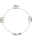 9ct Gold Bicolor Forzatina Chain Bracelet with Double Intertwined Rings