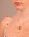 Forzatina Chain Necklace with Double Oval Pendant in Two-Tone 375 Gold