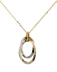 Forzatina Chain Necklace with Double Oval Pendant in Two-Tone 375 Gold