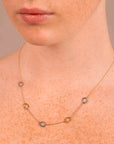 Rolo Chain Necklace with Two-Tone Station Rings in 375 Gold