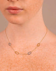 Rolo Chain Necklace with Two-Tone Oval Elements in 375 Gold