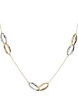 Rolo Chain Necklace with Intertwined Two-Tone Oval Elements in 375 Gold