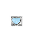 Composable Link, Pastel Blue Heart, beaded setting