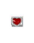 Composable Link, Red Heart, beaded setting