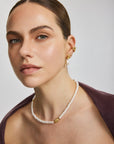 GOLD TWIST & SHELL PEARL DROP STUD EARRINGS