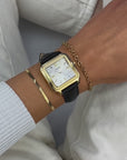 Gracieuse Watch Leather, Black Lizard, Gold Colour