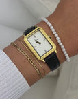 Fluette Leather Black Lizard, Gold Colour