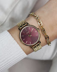 Boho Chic Petite Steel Watch, Dark Cherry, Gold Colour