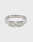 Lily - Platinum Round Brilliant with Pear Side Stone Earth Grown Diamond Ring