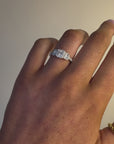 Evelyn - Platinum Three Stone Princess Cut Halo Earth Grown Diamond Ring