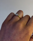 Sydney - 18ct Yellow Gold Three Stone Oval and Round Brilliant Earth Grown Diamond Ring