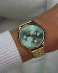 Minuit Multifunction Watch Steel, Sage Green, Gold Colour