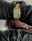 Fluette Watch Steel, Sage Green, Gold Colour