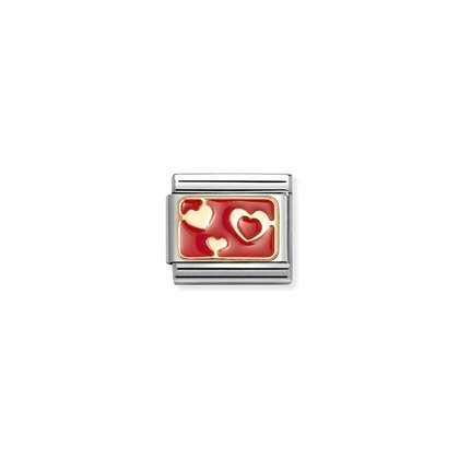 Composable Classic Gold Hearts On Red Charm