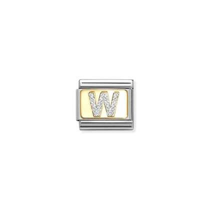 Composable Classic Link, Letter W, Silver Glitter
