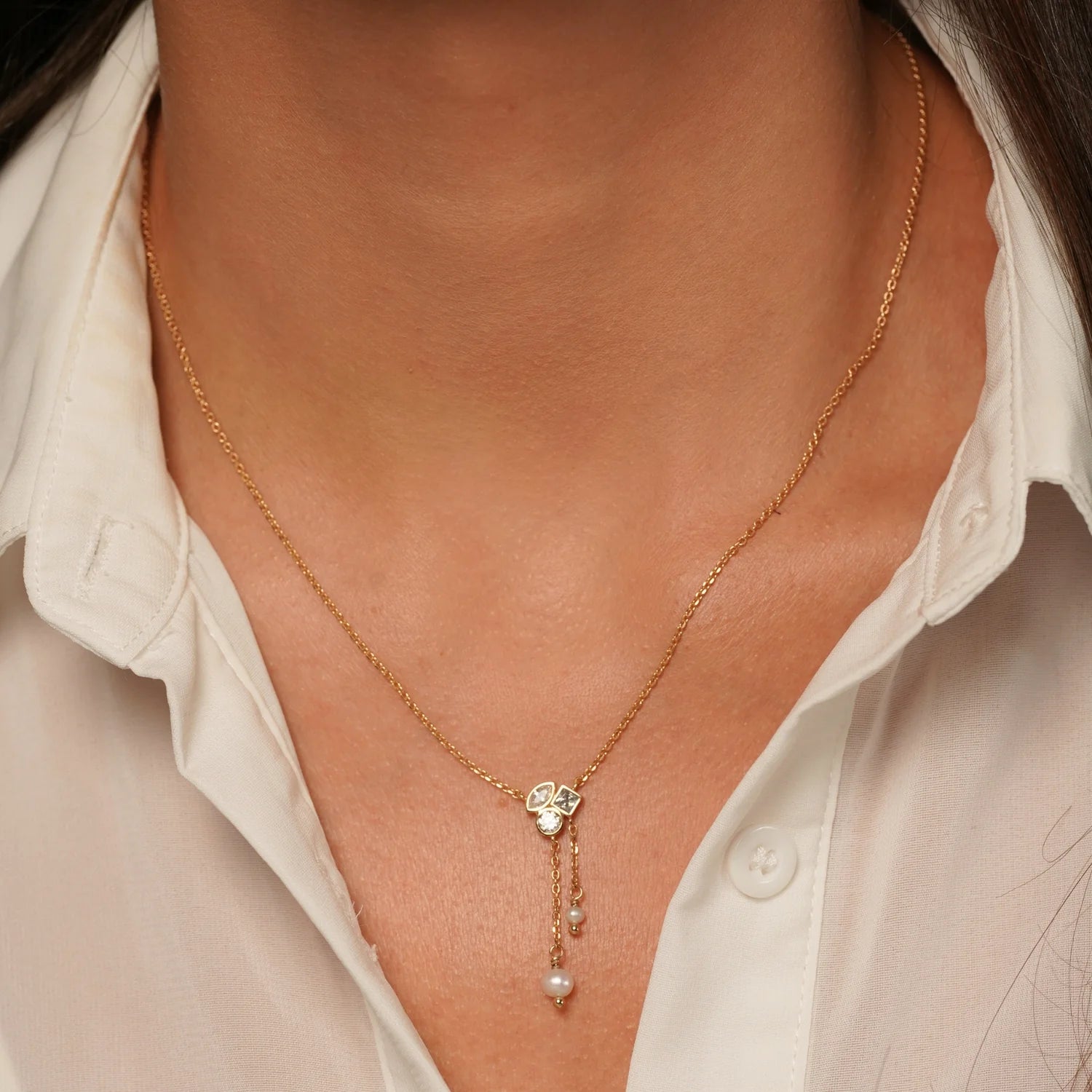 Better Off Freshwater Pearl &amp; Cubic Zirconia Drop Necklace