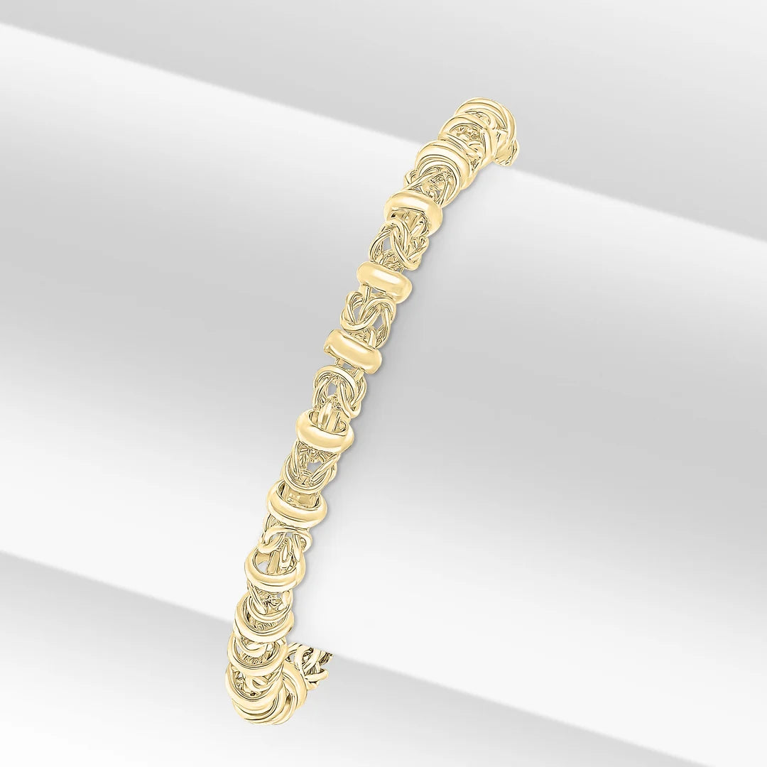 18ct Yellow Gold Vermeil 5mm Handmade Byzantine Bracelet