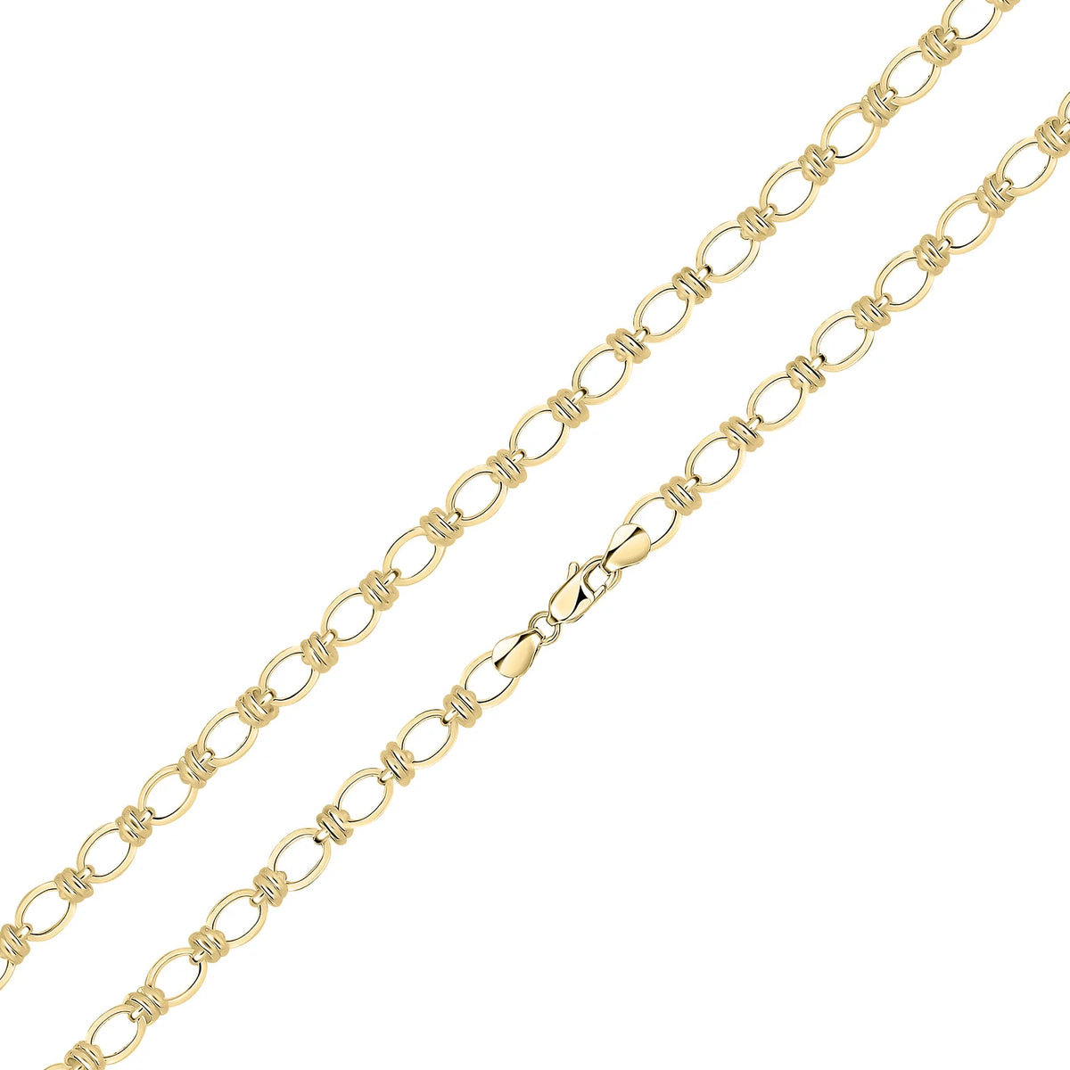 18ct Yellow Gold Vermeil 7.1mm Handmade Square Oval Bracelet