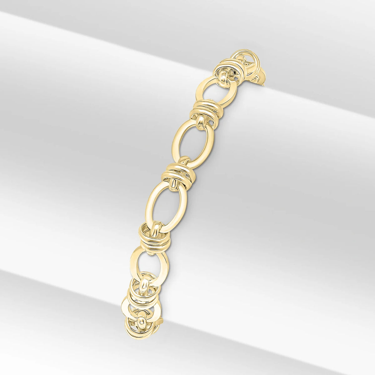 18ct Yellow Gold Vermeil 7.1mm Handmade Square Oval Bracelet