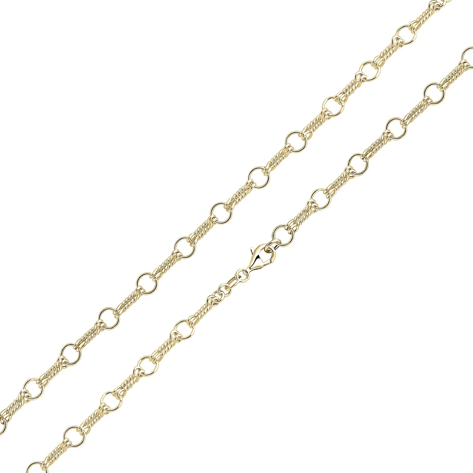 18ct Yellow Gold Vermeil 6.2mm Handmade Double Twist Chain